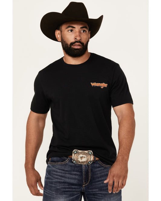 15625809177 Wrangler Men's Boot Barn Bucking Cowboy Short Sleeve Graphic T-Shirt Black Medium US