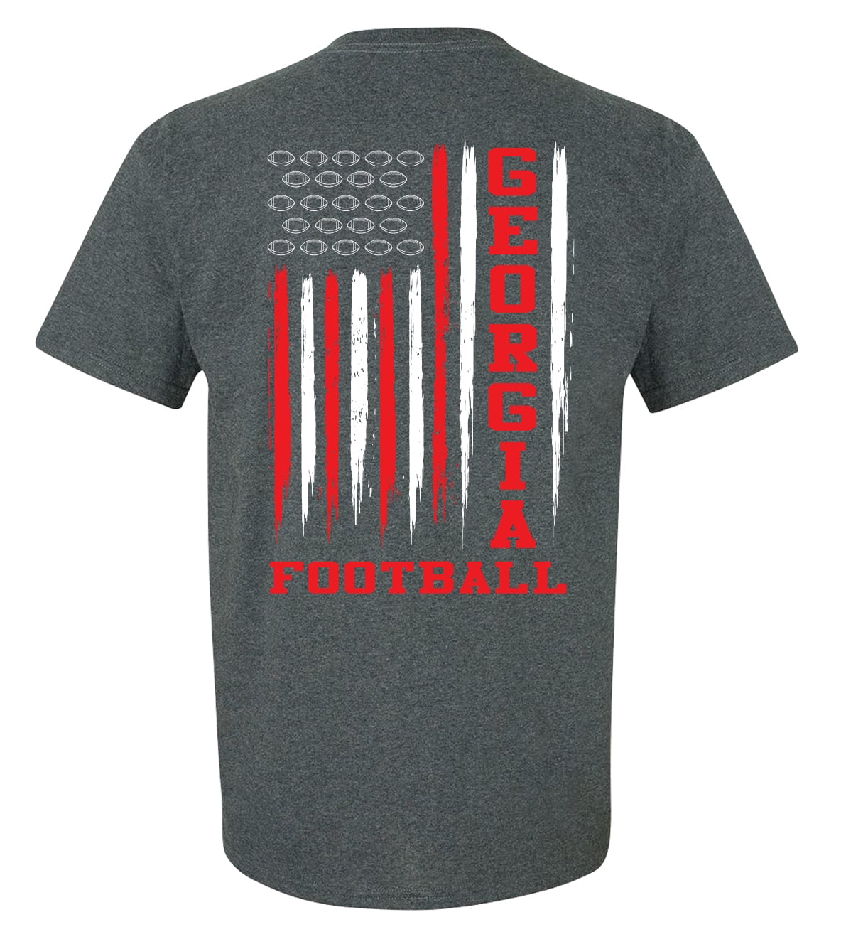 1809375775 Georgia Football Team Color Red and Black American Flag Mens Short Sleeve T-shirt Graphic Tee-Red-X-Large