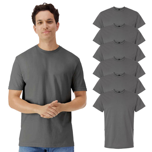 Walmart Gildan Light Cotton T-Shirt for Men, Short Sleeve Crew Neck Modern Fit Tee, Charcoal, 3XL, 6 Pack
