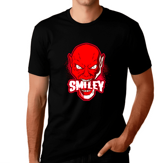 1048917428 Smiley Skull Funny Halloween Shirts for Men Skeleton Shirt Halloween Tshirt Men Halloween Costumes for Men