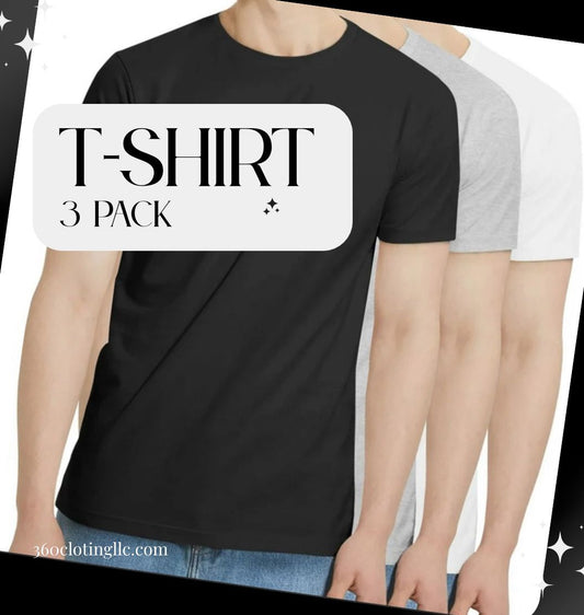 WSC Men’s Classic Crew Neck T-Shirt – 3 Pack | 100% Combed Cotton, Everyday Essential