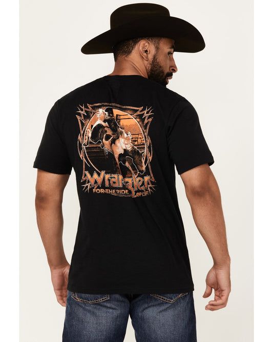 15625809177 Wrangler Men's Boot Barn Bucking Cowboy Short Sleeve Graphic T-Shirt Black Medium US