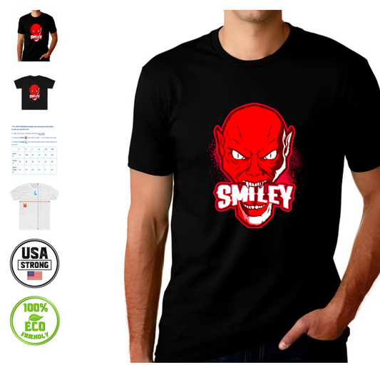 FALOK™ Smiley Skull Halloween T-Shirt – Funny Skeleton Graphic Tee for Men | 100% Cotton 180 GSM